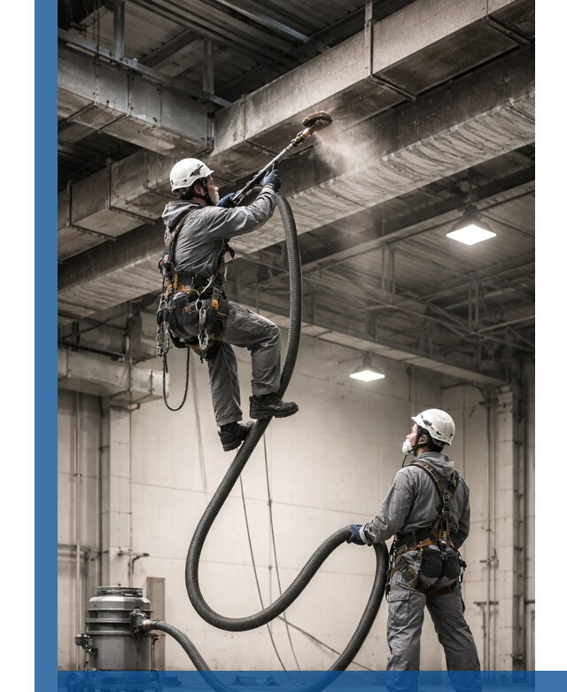 Обеспыливание потолочных конструкций в Верхней Пышме промышленным альпинизмом