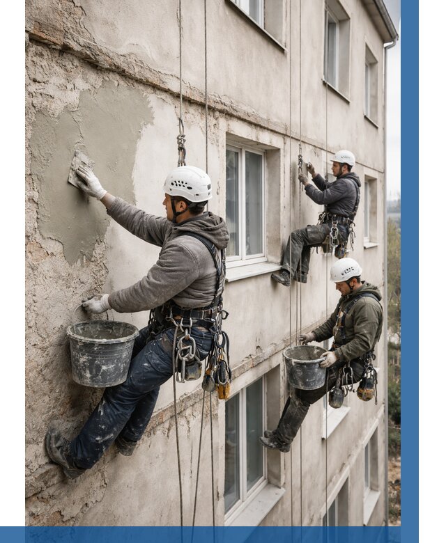 Ремонт штукатурного фасада в Верхней Пышме от 770 р. под ключ | ВЫСОТНИК-Врх