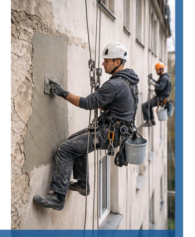 Восстановление штукатурки фасада в Верхней Пышме от 1231 р. | ВЫСОТНИК-Врх