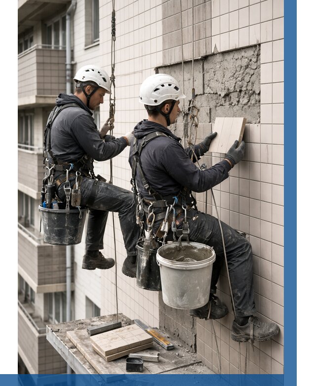 Ремонт облицовки фасада плиткой в Верхней Пышме от 1847 р. | ВЫСОТНИК-Врх