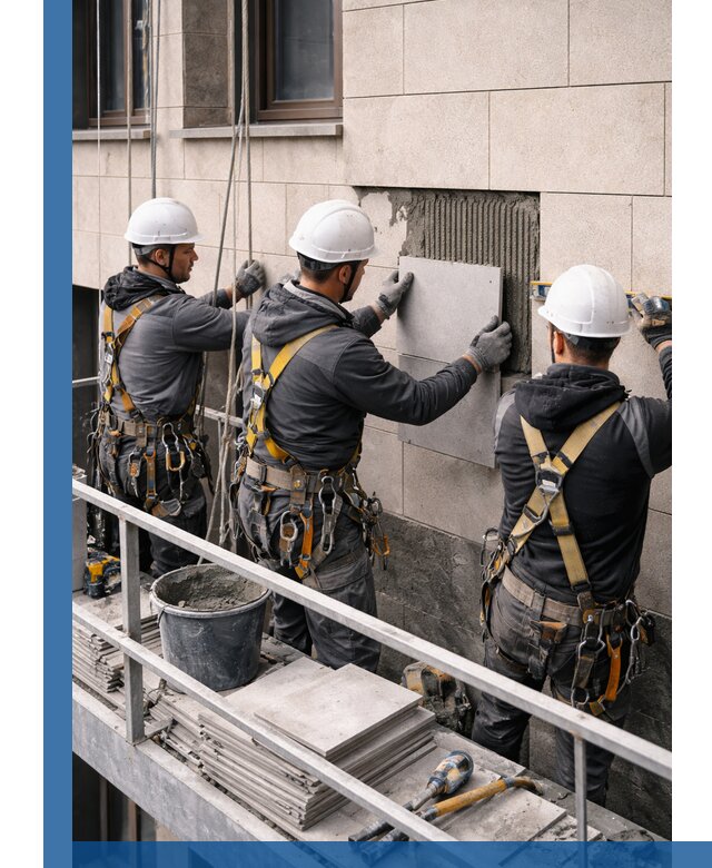 Ремонт облицовки фасада плиткой в Верхней Пышме с гарантией