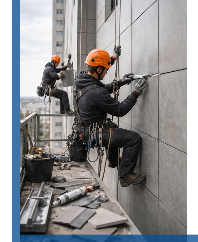 Профессиональный ремонт фасада из керамогранита в Верхней Пышме