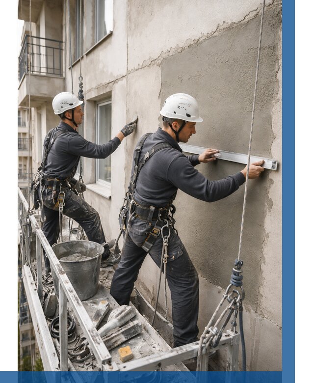 Штукатурка фасада на высоте в Верхней Пышме от 923 р. | ВЫСОТНИК-Врх