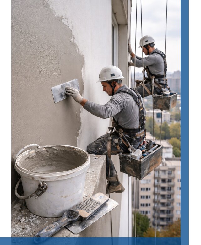 Шпаклевка фасада на высоте в Верхней Пышме от 718 р. | ВЫСОТНИК-Врх