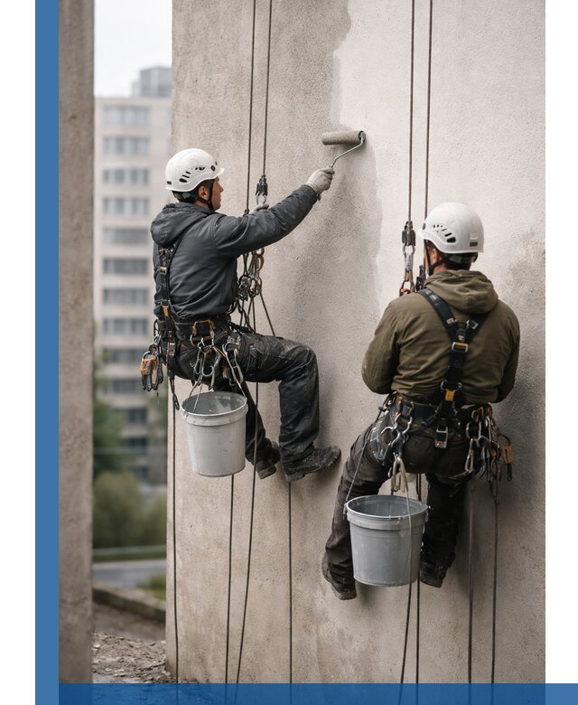 Покраска фасадов высотными альпинистами в Верхней Пышме с гарантией