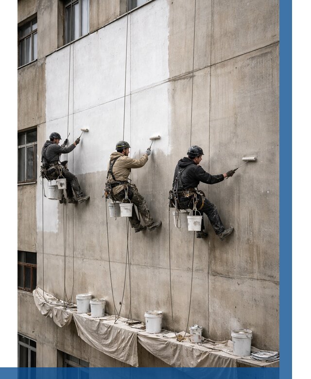 Покраска бетонного фасада в Верхней Пышме от 359 р за м2 | ВЫСОТНИК-Врх