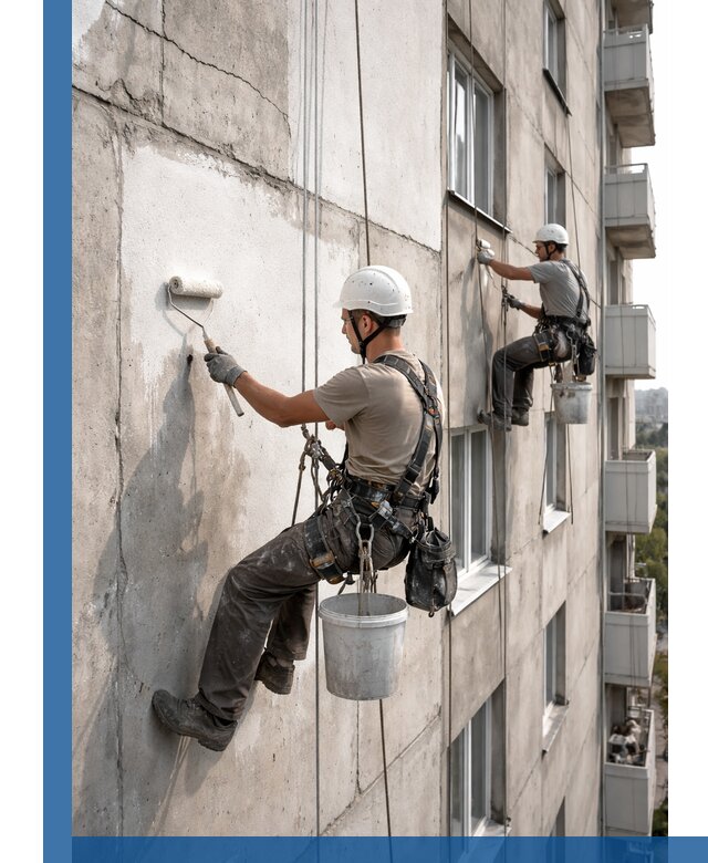 Покраска бетонного фасада в Верхней Пышме для жилых и промышленных объектов