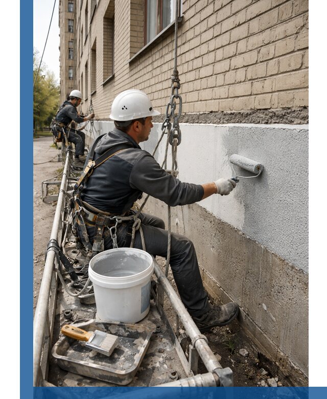 Окраска цоколя здания в Верхней Пышме профессионально и надежно