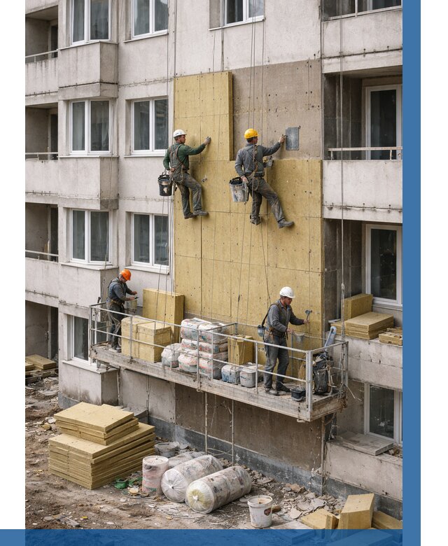 Утепление фасада минватой в Верхней Пышме от 1539 р. | ВЫСОТНИК-Врх