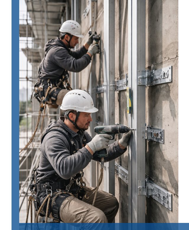 Монтаж и крепление подсистемы вентфасада в Верхней Пышме