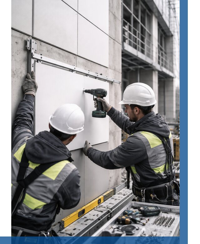 Монтаж композитных панелей фасада в Верхней Пышме от 2565 р. | ВЫСОТНИК-Врх