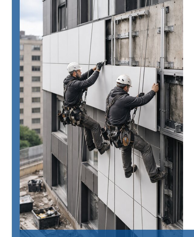 Монтаж композитных панелей фасада в Верхней Пышме под ключ