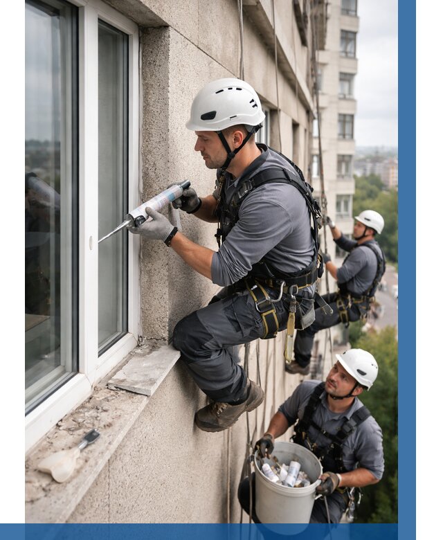 Герметизация оконных швов снаружи в Верхней Пышме от 1539 р. | ВЫСОТНИК-Врх