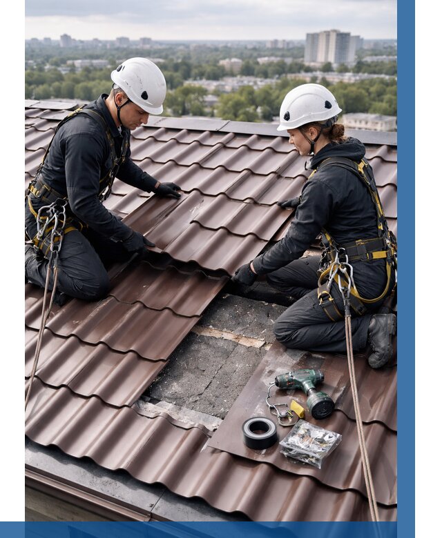 Ремонт металлочерепицы на крыше в Верхней Пышме от 923 р. | ВЫСОТНИК-Врх