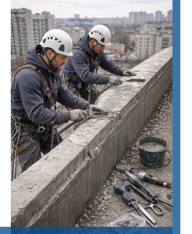 Ремонт парапета на кровле в Верхней Пышме от 1539 р. | ВЫСОТНИК-Врх