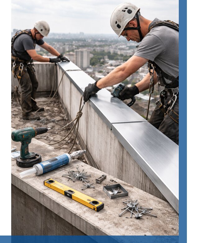 Монтаж парапетных крышек в Верхней Пышме от 821 р. | ВЫСОТНИК-Врх