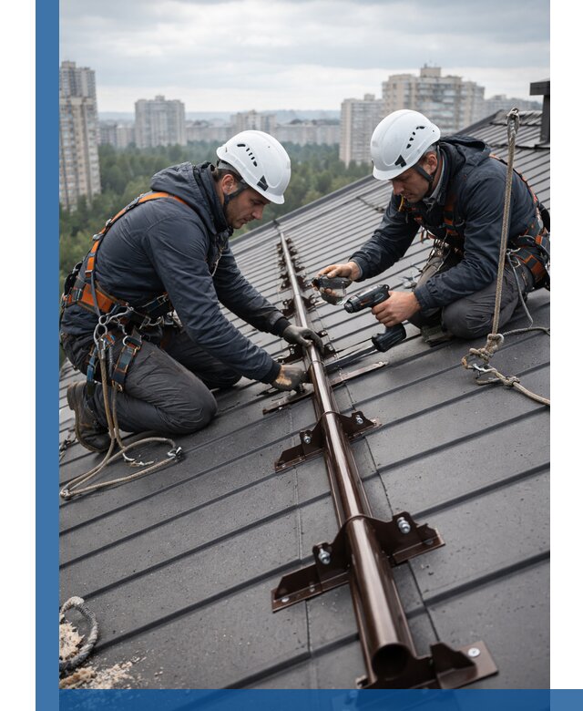 Монтаж снегозадержателей на кровле зданий в Верхней Пышме под ключ