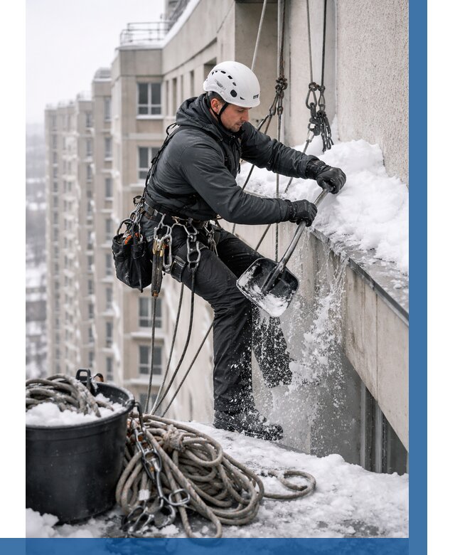 Очистка карнизов от снега в Верхней Пышме от 308 р. | ВЫСОТНИК-Врх