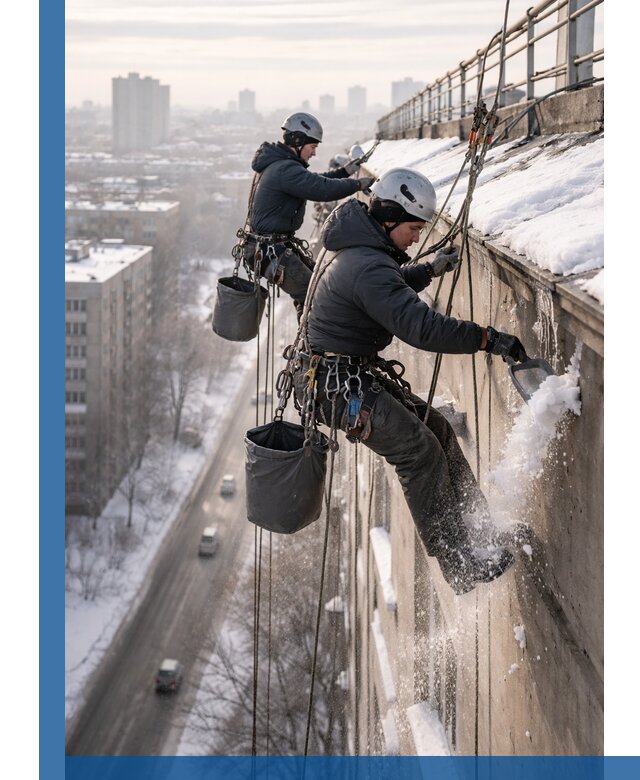 Очистка карнизов от снега в Верхней Пышме профессионально и безопасно