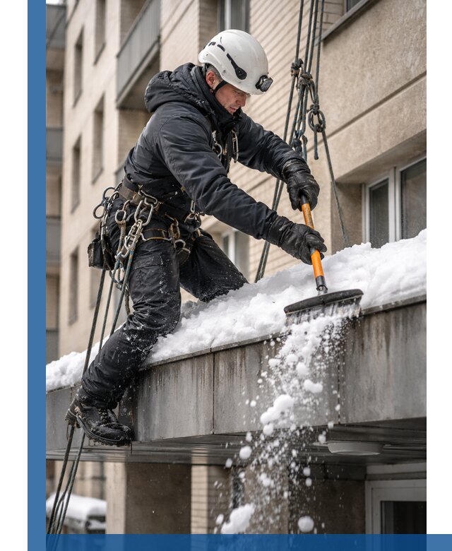 Очистка козырьков от снега в Верхней Пышме круглогодично безопасно