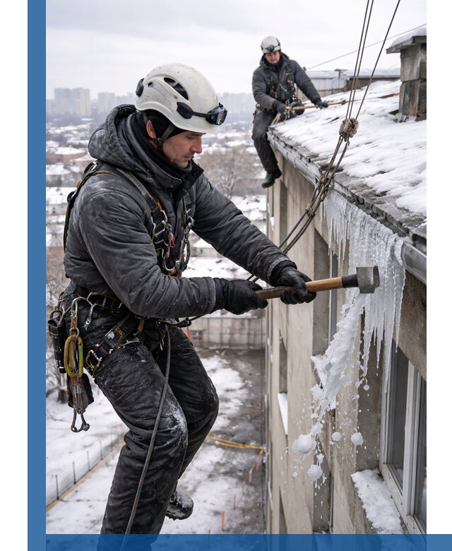 Сбивание и удаление сосулек с крыши в Верхней Пышме безопасно