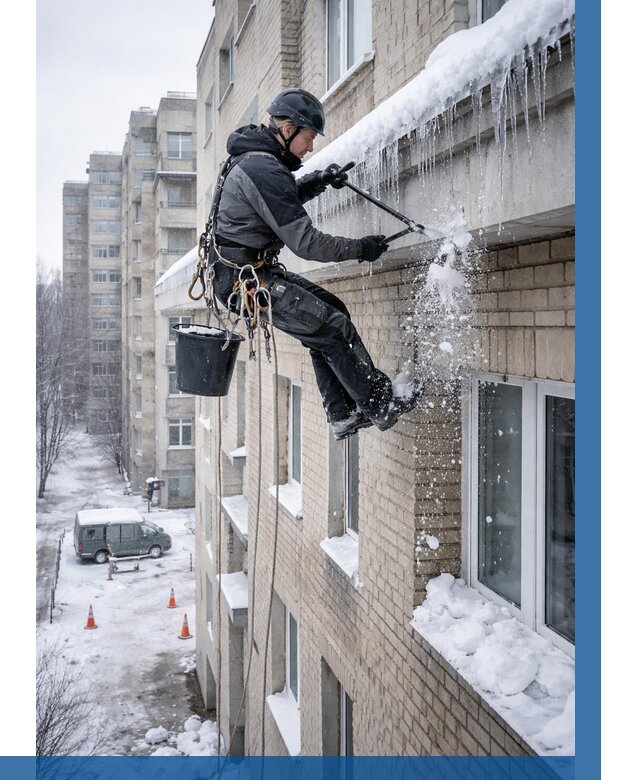 Удаление наледи с карнизов в Верхней Пышме от 359 р. | ВЫСОТНИК-Врх