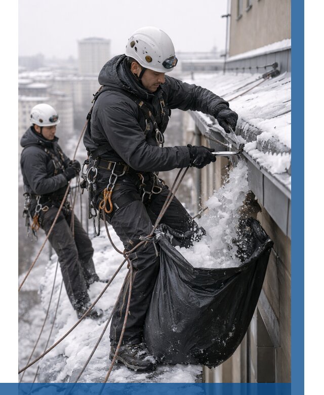 Аварийная очистка крыши в Верхней Пышме под ключ от 308 р. | ВЫСОТНИК-Врх