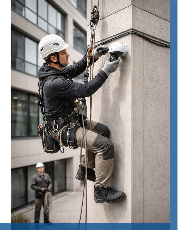 Монтаж камер видеонаблюдения на фасаде в Верхней Пышме от 8721 р.-ВЫСОТНИК-Врх