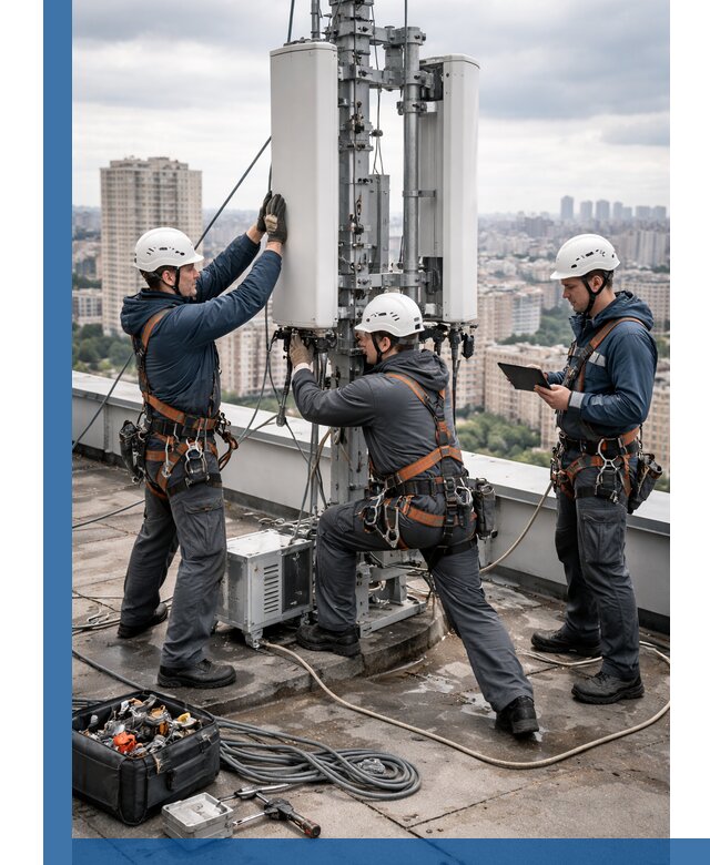 Монтаж антенн связи на крыше в Верхней Пышме с вводом в эксплуатацию