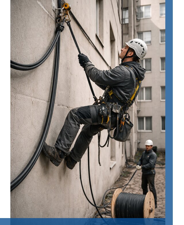 Протяжка кабеля питания на высоте в Верхней Пышме от 462 р. | ВЫСОТНИК-Врх