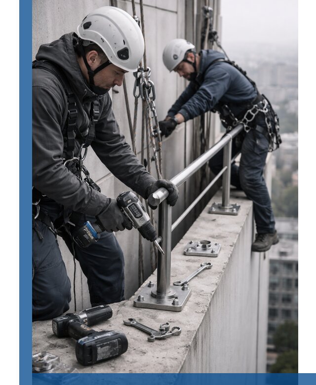 Монтаж перил на высоте в Верхней Пышме для жилых и промобъектов