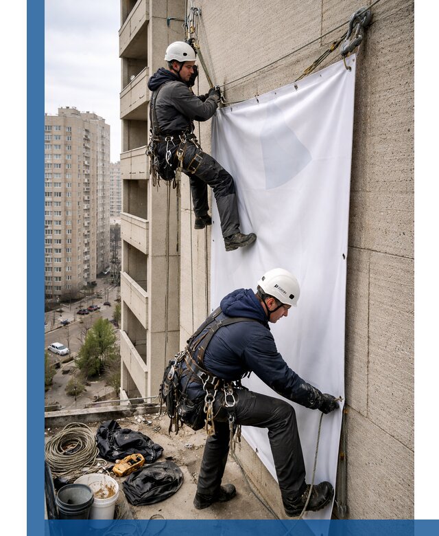 Профессиональный монтаж баннеров на фасаде в Верхней Пышме