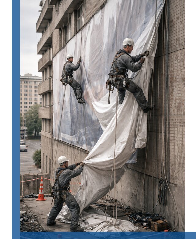 Демонтаж баннеров с фасада в Верхней Пышме оперативно и безопасно
