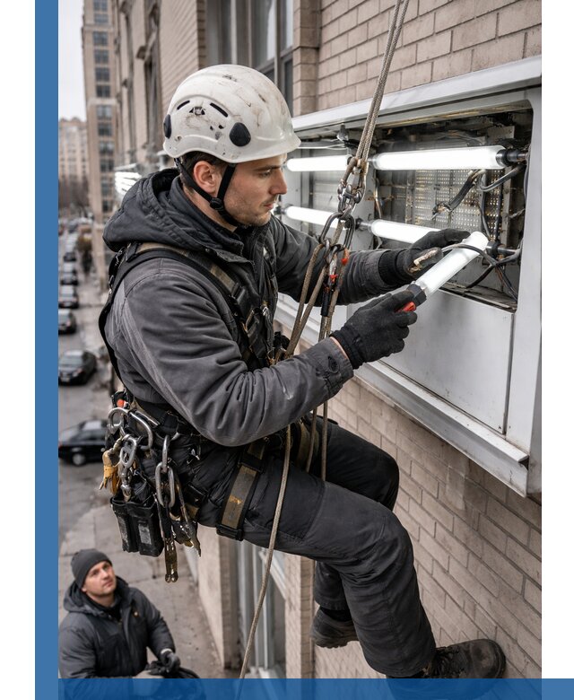 Профессиональная замена ламп в наружной вывеске в Верхней Пышме