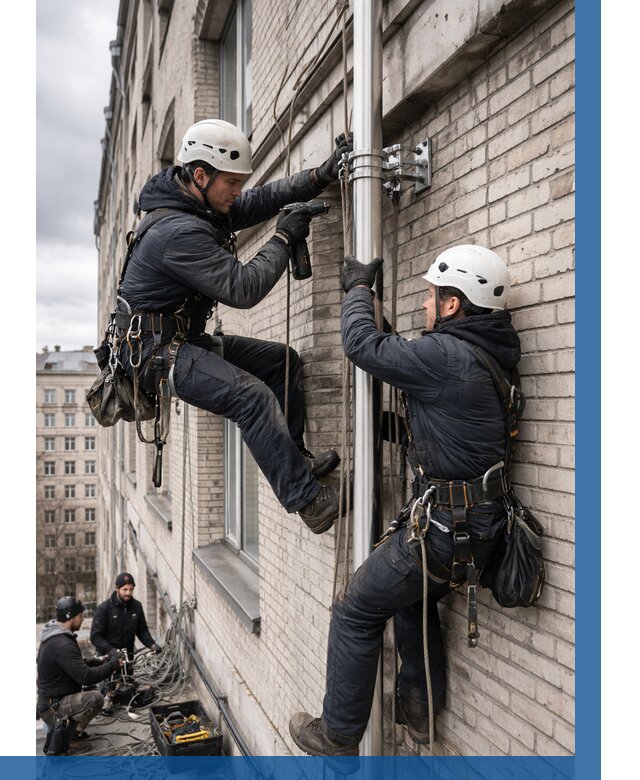 Монтаж флагштока на здании в Верхней Пышме от 6669 р. | ВЫСОТНИК-Врх