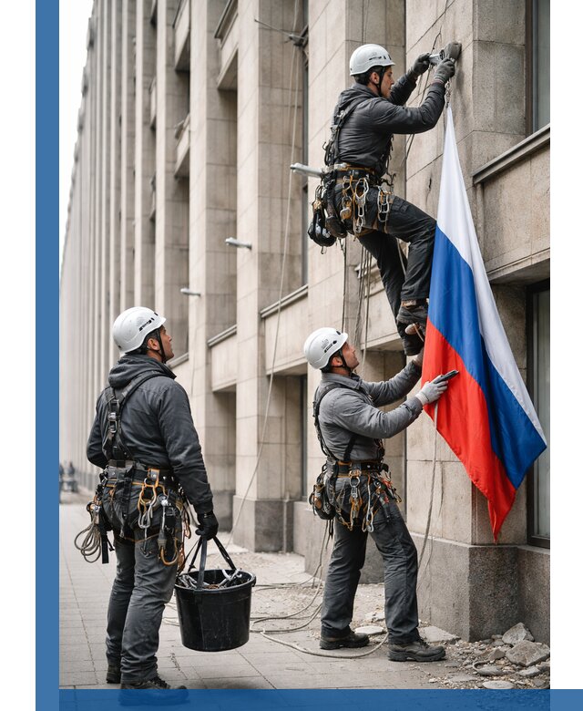 Профессиональная установка флагов на фасаде в Верхней Пышме