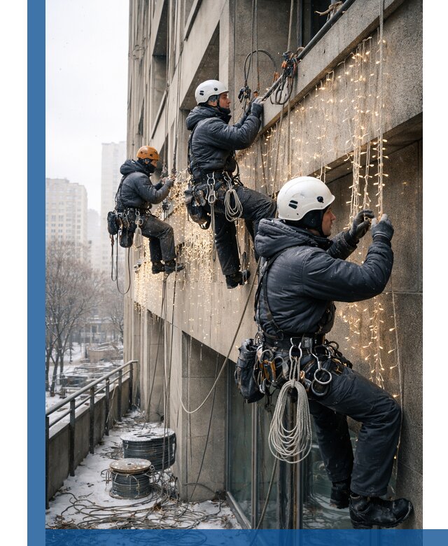 Монтаж новогодней иллюминации и украшение фасадов в Верхней Пышме