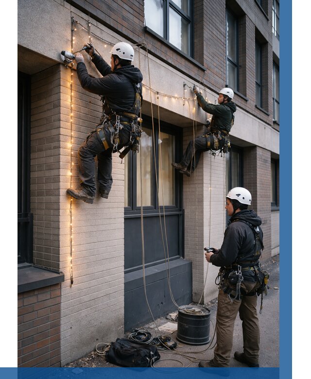 Монтаж гирлянд на фасаде в Верхней Пышме от 3591 р. | ВЫСОТНИК-Врх