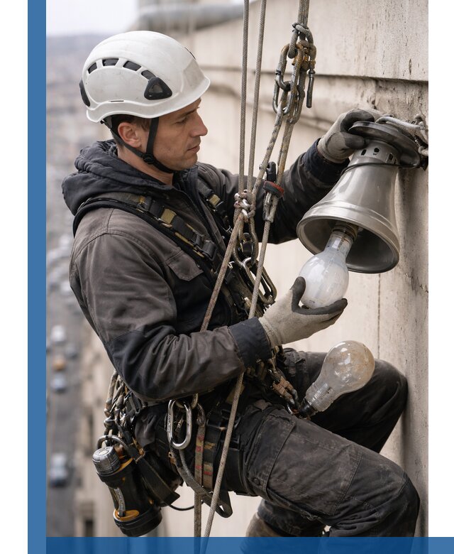 Замена ламп на высоте в Верхней Пышме профессионально и быстро