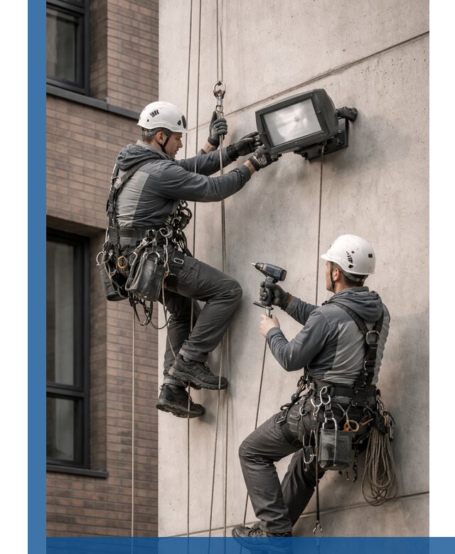 Профессиональный монтаж фасадных прожекторов в Верхней Пышме под ключ