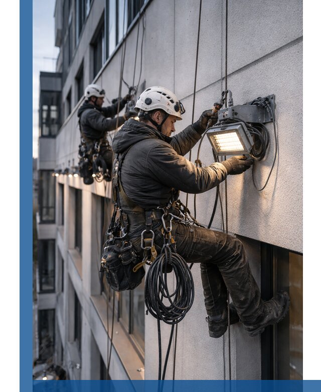 Монтаж фасадного освещения в Верхней Пышме установка и подключение