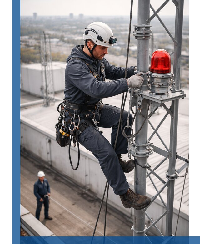 Монтаж заградительных огней и обслуживание объектов в Верхней Пышме