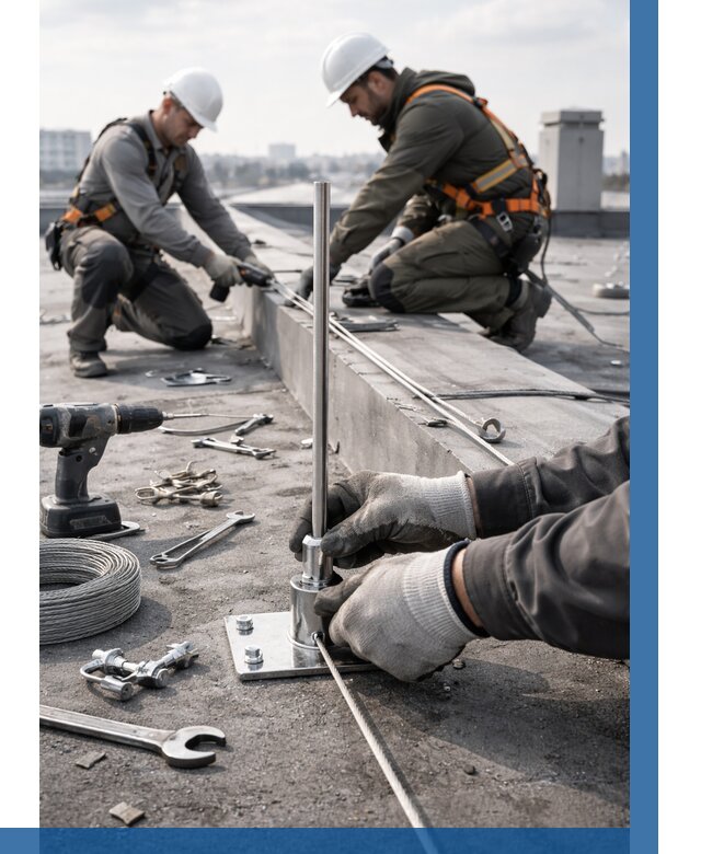 Монтаж молниезащиты на кровле в Верхней Пышме цена от 25650 р. | ВЫСОТНИК-Врх