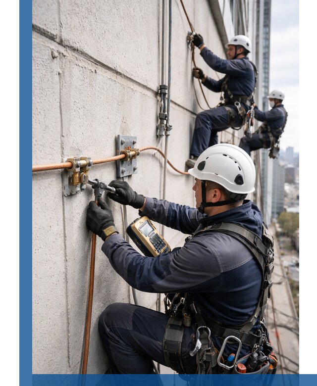 Монтаж системы заземления здания и молниезащиты в Верхней Пышме