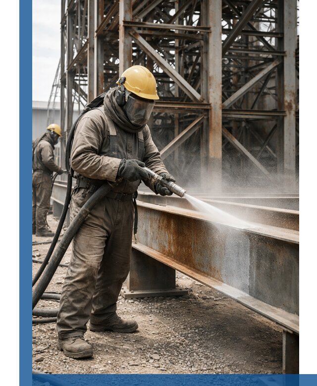 Пескоструйная очистка металлоконструкций в Верхней Пышме промышленная