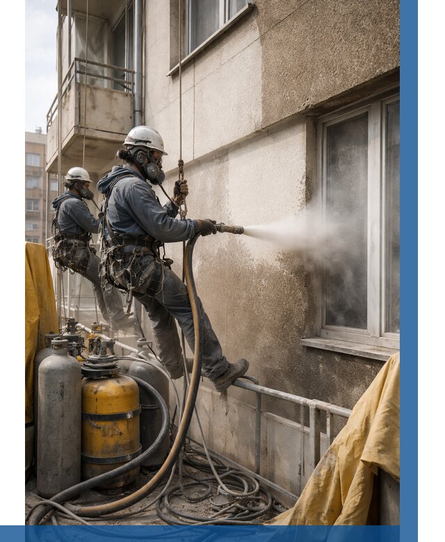 Пескоструйная очистка фасада в Верхней Пышме от 667 р. | ВЫСОТНИК-Врх