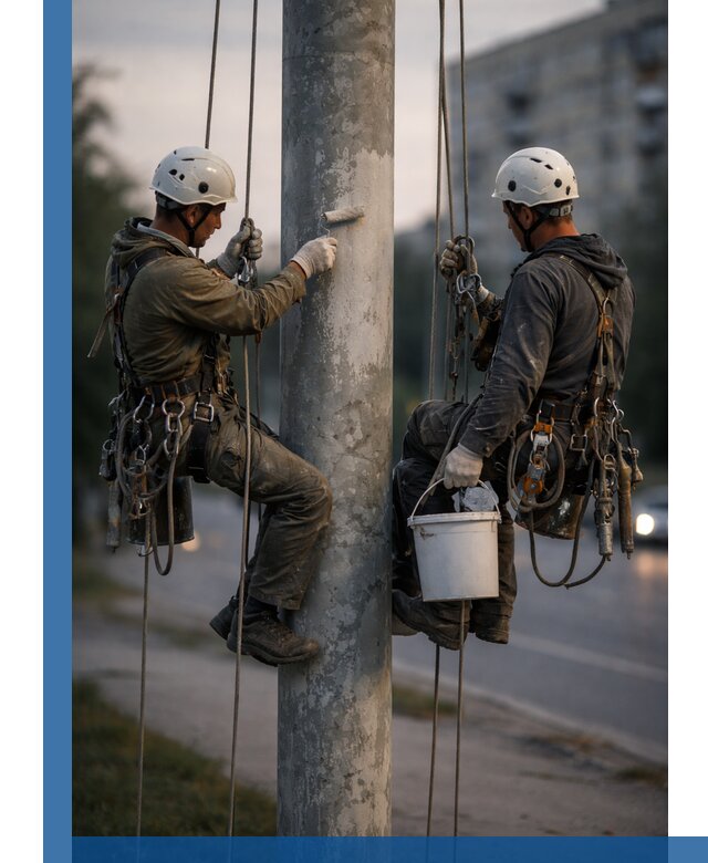 Покраска опор освещения и антикоррозийная защита в Верхней Пышме