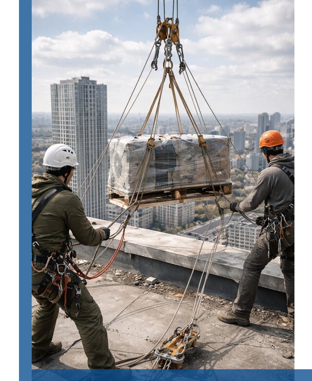 Подъем и монтаж крупногабаритных грузов на крышу в Верхней Пышме