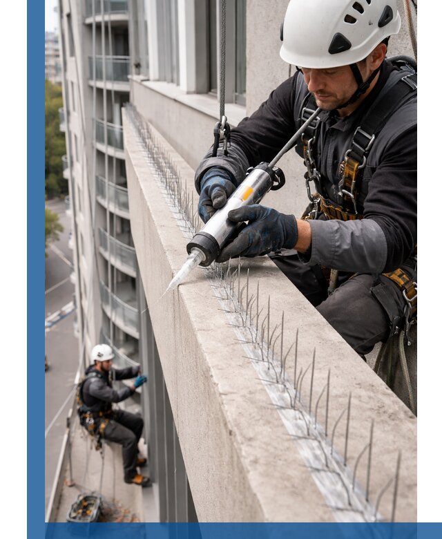 Установка шипов от птиц на фасадах и кровлях в Верхней Пышме